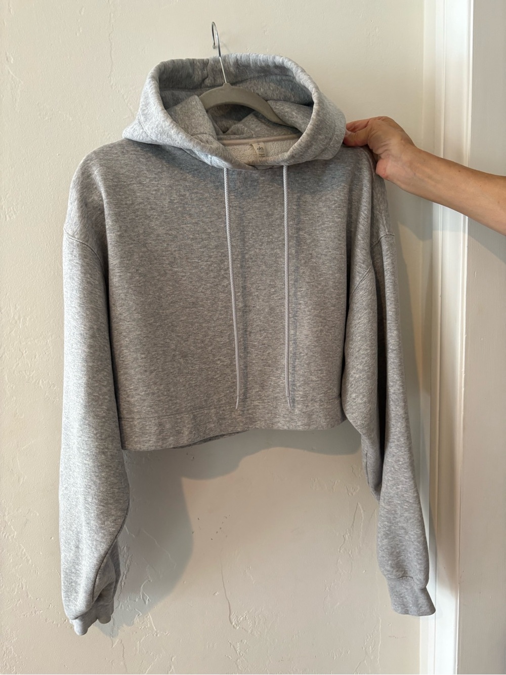 ALO Yoga Grey Cropped Hoodie Sweatshirt